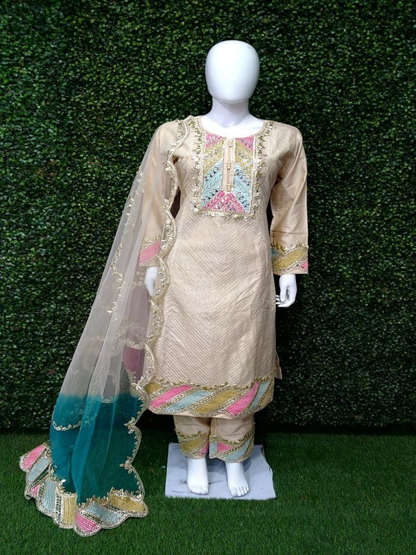 Suit salwar with Machine Embroidery
