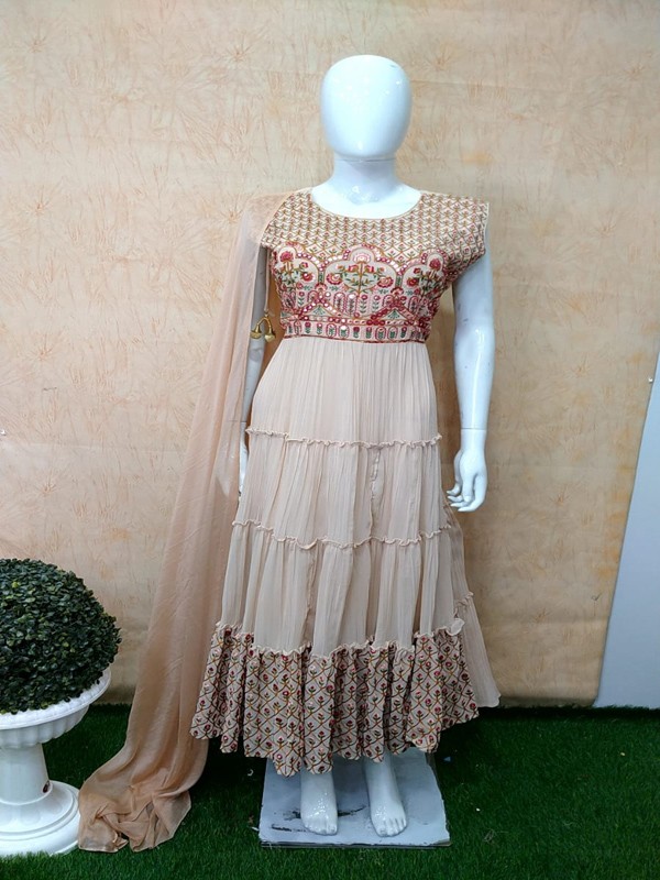 A Line Dress with Machine Embroidery