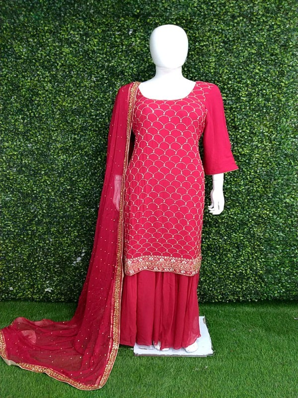 Sharara Suit with Machine embroidery