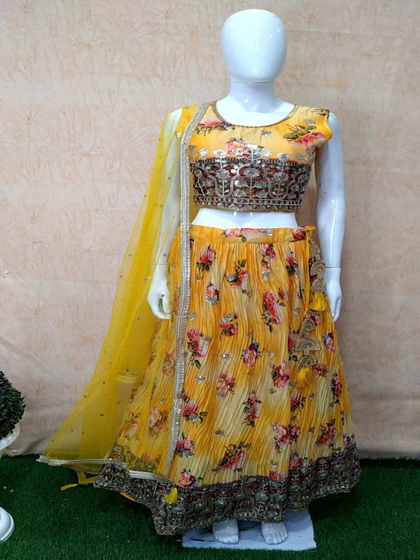 Skirt Choli with Machine Embroidery