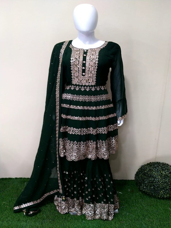 Sharara Suit with Machine Embroidery